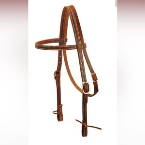 Premium TORY Western Bridle Headstall Snaffle Bit in Rich Brown Leather